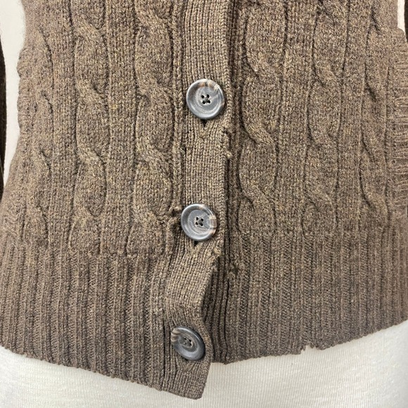 Vintage (S) RALPH LAUREN Cashmere Cable Button Cardigan Sweater Grunge-Thrashed - Picture 2 of 8